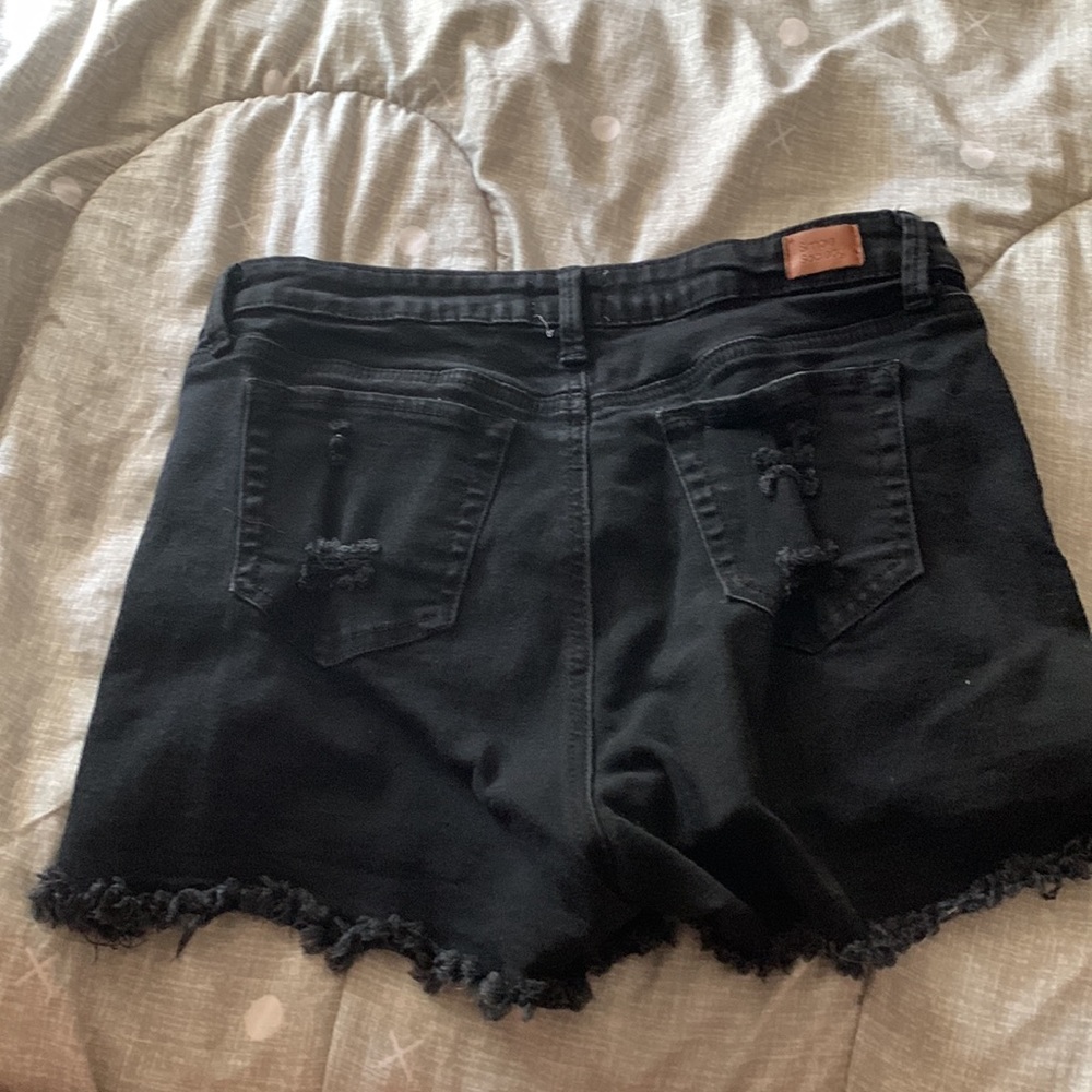 Black Ripped High Rise Shorts - Picture 2 of 3